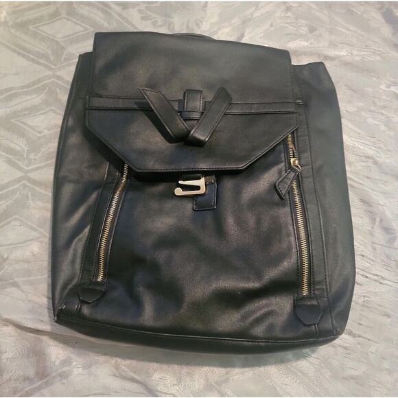 Vegan Leather Laptop Backpack - Black for Office Smart Casual Zipper - Picture 4 of 4